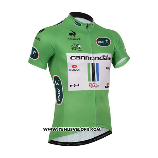 2013 Maillot Ciclismo Cannondale Lider Vert et Blanc Manches Courtes et Cuissard
